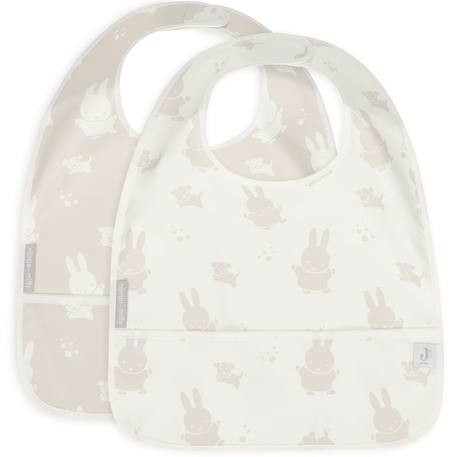 Lot de 2 bavoirs imperméables Beige, blanc+Blanc, vert, jaune+Ecru, marron+Ecru, vert+Marron chataigne+Rose des bois 1 - vertbaudet enfant 
