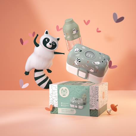 Coffret cadeau enfants lunch box tresor 800ml Cannelle fox+Vert raccoon 8 - vertbaudet enfant 