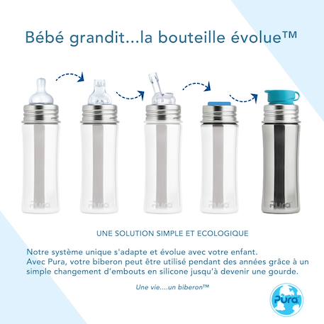 Biberon en inox 150 ml - moss Bleu+Rose+Vert 6 - vertbaudet enfant 