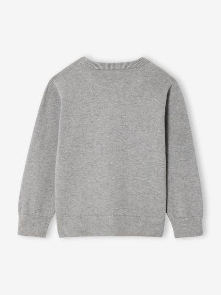 Pull Col Rond Chien gris chiné 4 - vertbaudet enfant 