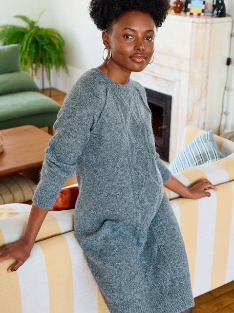 Rob-pull torsades avec laine grossesse gris chiné 4 - vertbaudet enfant 