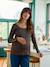 T-shirt grossesse manches longues en rib chocolat 1 - vertbaudet enfant 