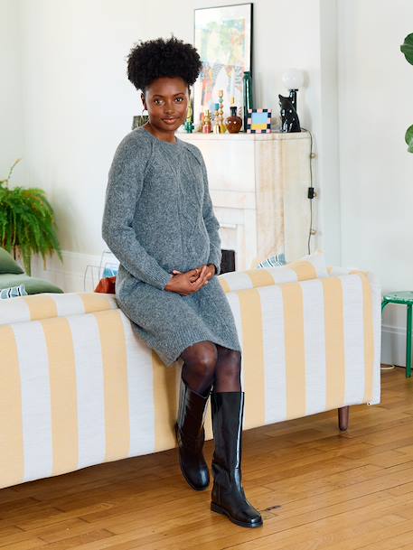 Rob-pull torsades avec laine grossesse gris chiné 1 - vertbaudet enfant 