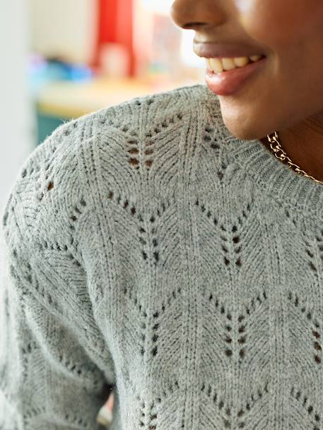 Pull grossesse et allaitement maille ajourée gris chiné 3 - vertbaudet enfant 