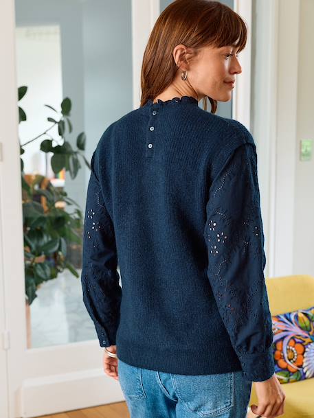 Pull de grossesse bi-matière marine 4 - vertbaudet enfant 