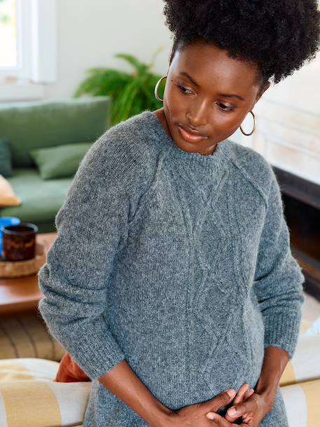 Rob-pull torsades avec laine grossesse gris chiné 6 - vertbaudet enfant 