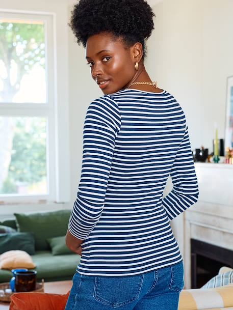 T-shirt de grossesse manches longues ivoire rayé+marine 13 - vertbaudet enfant 