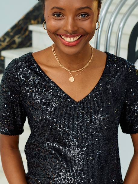 Robe de grossesse en sequins noir+or 6 - vertbaudet enfant 