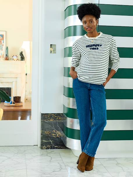 T-shirt marinière grossesse et allaitement en coton biologique* vert 1 - vertbaudet enfant 