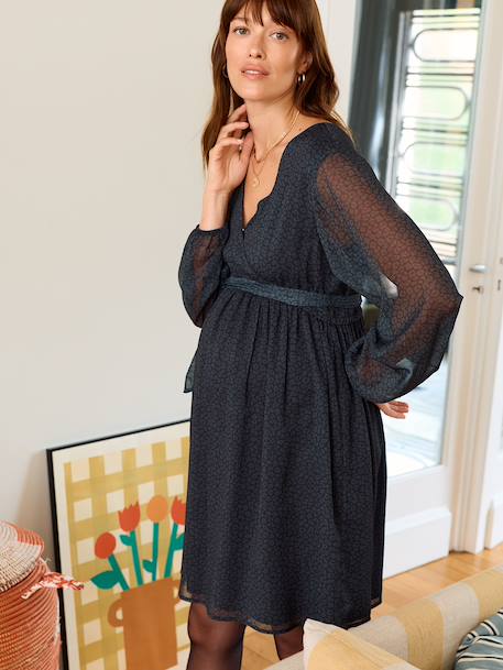 Robe courte imprimé léopard grossesse et allaitement noir 3 - vertbaudet enfant 