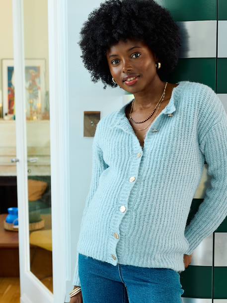 Gilet cardigan en côtes perlées grossesse et allaitement bleu glacier 5 - vertbaudet enfant 