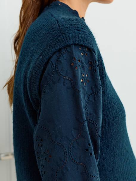 Pull de grossesse bi-matière marine 7 - vertbaudet enfant 