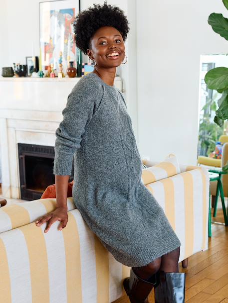 Rob-pull torsades avec laine grossesse gris chiné 3 - vertbaudet enfant 