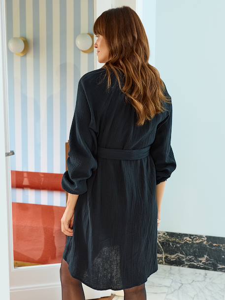 Robe courte en gaze de coton grossesse et allaitement bois de rose+noir 6 - vertbaudet enfant 