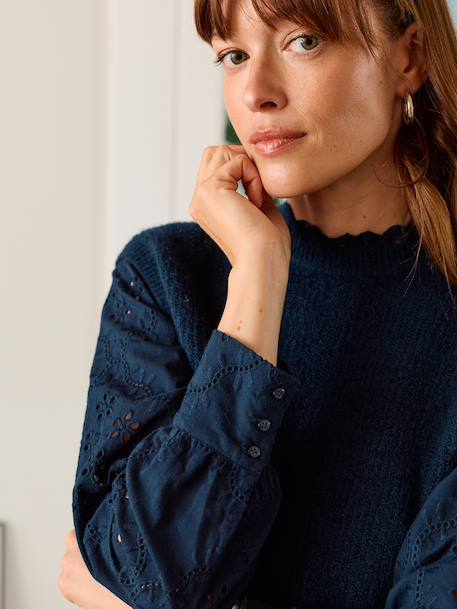 Pull de grossesse bi-matière marine 5 - vertbaudet enfant 
