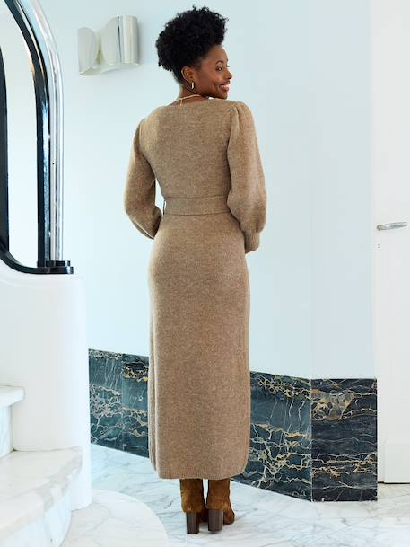 Robe longue de grossesse tricot chiné chocolat 4 - vertbaudet enfant 