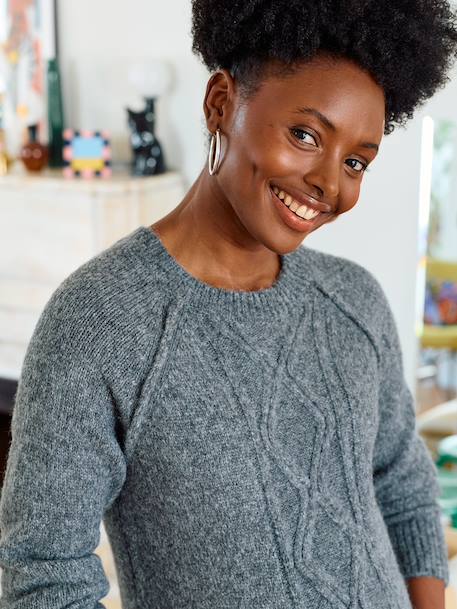 Rob-pull torsades avec laine grossesse gris chiné 7 - vertbaudet enfant 