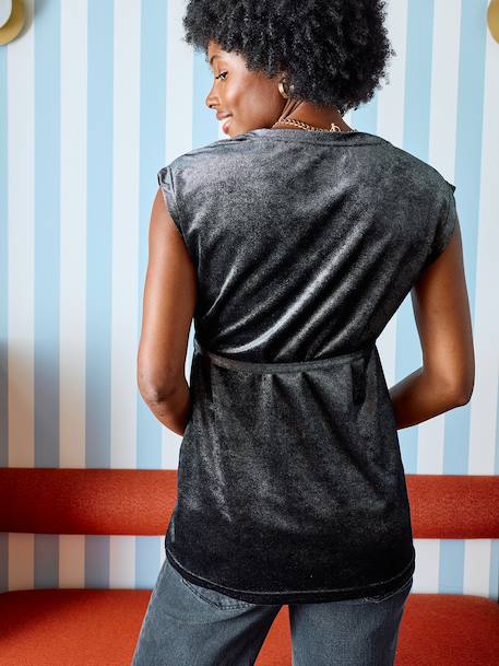 T-shirt de grossesse sans manches velours pailleté noir 5 - vertbaudet enfant 