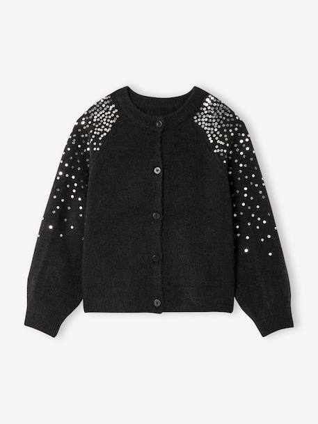 Gilet fille noël à sequins anthracite 1 - vertbaudet enfant 