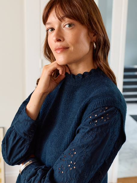 Pull de grossesse bi-matière marine 2 - vertbaudet enfant 