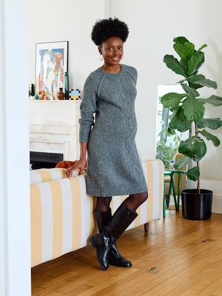 Rob-pull torsades avec laine grossesse gris chiné 2 - vertbaudet enfant 