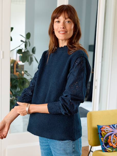 Pull de grossesse bi-matière marine 1 - vertbaudet enfant 
