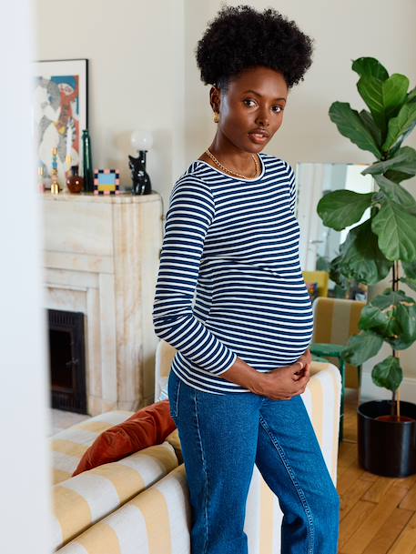 T-shirt de grossesse manches longues ivoire rayé+marine 11 - vertbaudet enfant 