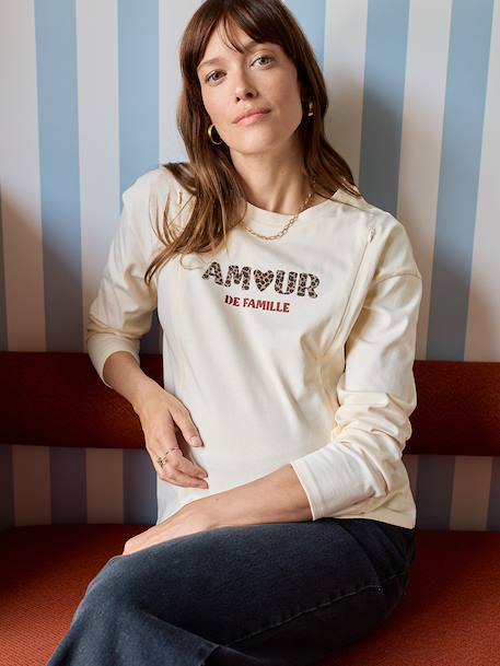 T-shirt grossesse et allaitement motif amour écru 4 - vertbaudet enfant 