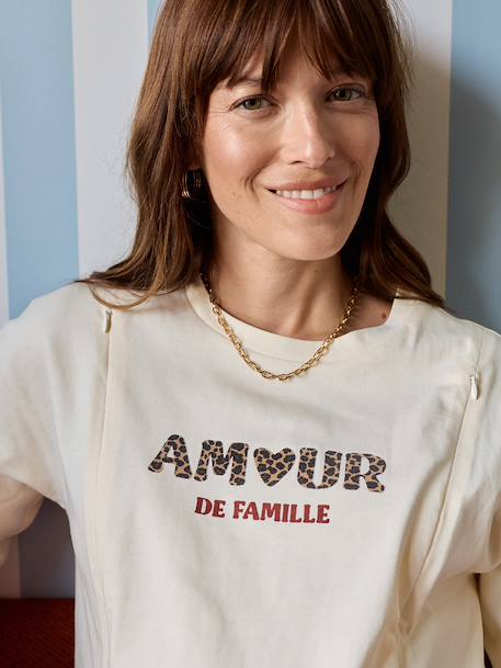 T-shirt grossesse et allaitement motif amour écru 6 - vertbaudet enfant 