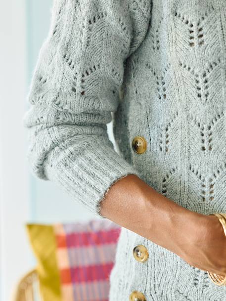 Pull grossesse et allaitement maille ajourée gris chiné 4 - vertbaudet enfant 