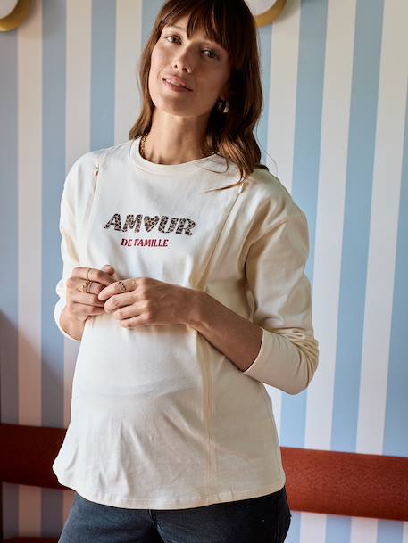 T-shirt grossesse et allaitement motif amour écru 5 - vertbaudet enfant 