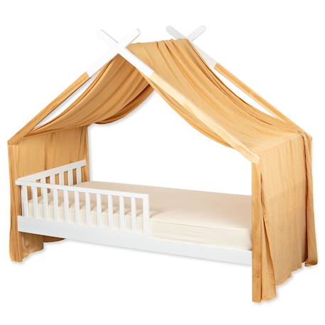 Ciel de lit cabane toile en double gaze pois dorés 420 x 130 cm Blanc à pois or+Camel à pois or 6 - vertbaudet enfant 