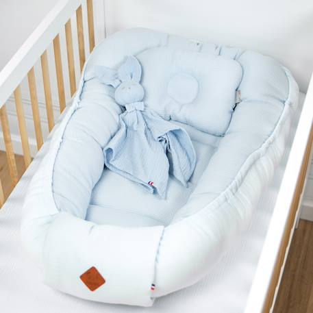 Cocon nid réducteur de lit en coton nid d'abeille Beige+Bleu+Écru+Rose 7 - vertbaudet enfant 