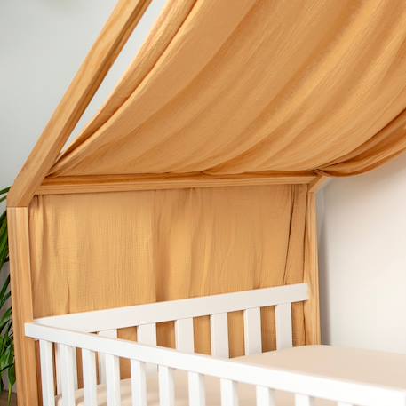 Ciel de lit cabane toile en double gaze pois dorés 420 x 130 cm Blanc à pois or+Camel à pois or 10 - vertbaudet enfant 