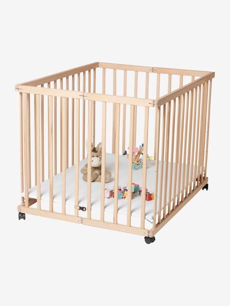 Parc en bois pliant bicolore naturel/blanc+blanc+naturel 18 - vertbaudet enfant 