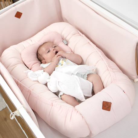 Cocon nid réducteur de lit en coton nid d'abeille Beige+Bleu+Écru+Rose 19 - vertbaudet enfant 