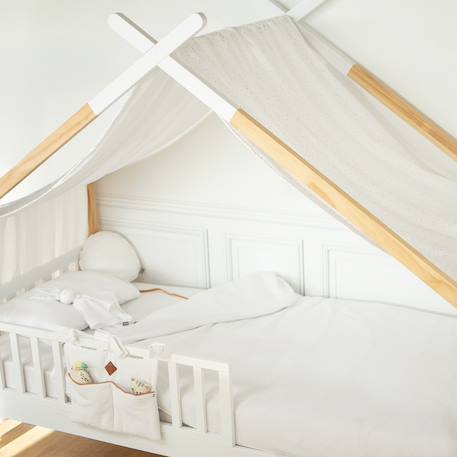 Ciel de lit cabane toile en double gaze pois dorés 420 x 130 cm Blanc à pois or+Camel à pois or 3 - vertbaudet enfant 