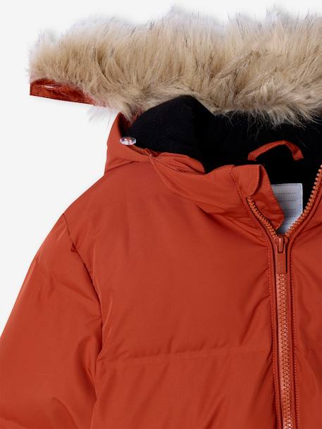 Doudoune garçon à capuche doublée polaire avec moufles ou gants ambre+vert sapin 7 - vertbaudet enfant 