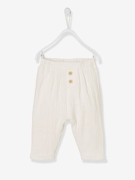 Pantalon coupe sarouel en gaze de coton bébé garçon blanc+Bleu+bleu gris+lilas+tilleul 4 - vertbaudet enfant 