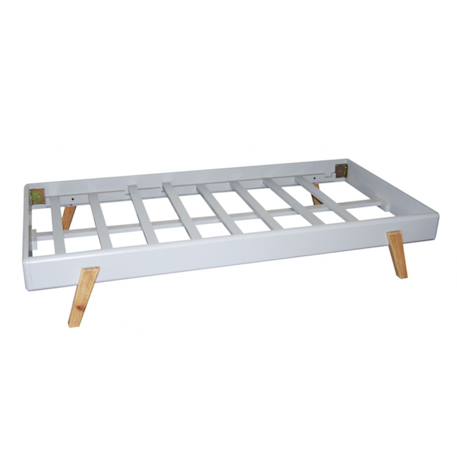 Lit 1 place en bois massif gris et bois 90cm - rétro Naturel 2 - vertbaudet enfant 