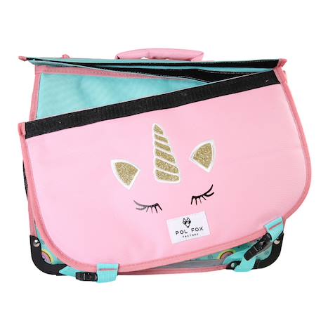 Cartable 35 cm fille POL FOX Rainbow Réversible avec 1 compartiment – CP/CE1/CE2 – Turquoise et rose à motifs arc-en-ciel Multicolore 3 - vertbaudet enfant 