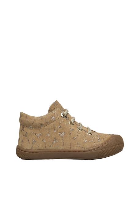 Chaussures en suède avec cœurs pailletés cocoon Beige-platin-+Gris clair-marron-+Rose-platine- 1 - vertbaudet enfant 
