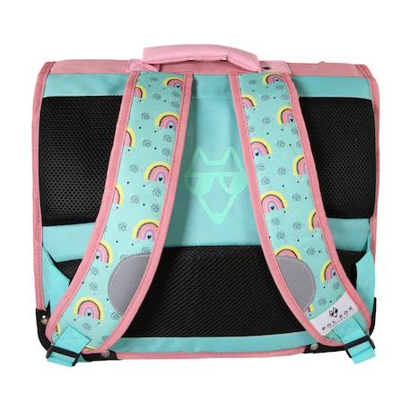 Cartable 35 cm fille POL FOX Rainbow Réversible avec 1 compartiment – CP/CE1/CE2 – Turquoise et rose à motifs arc-en-ciel Multicolore 5 - vertbaudet enfant 
