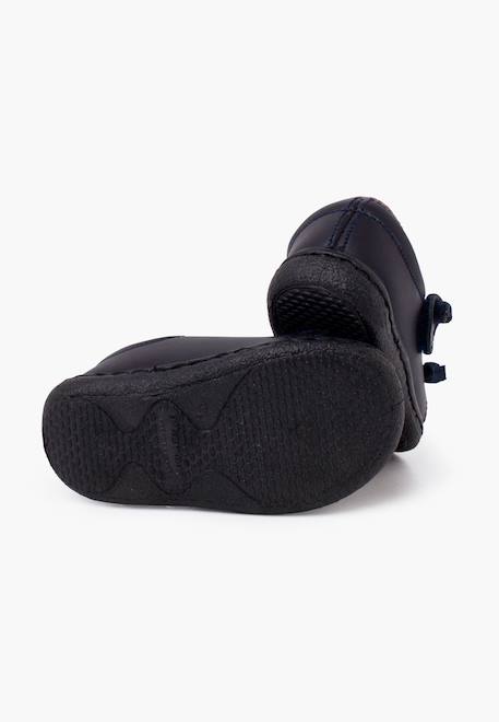 Baskets cuir lavable lacets élastiques Blanc+Bleu marine+Marron 9 - vertbaudet enfant 
