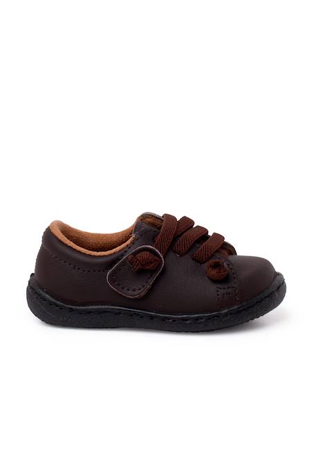 Baskets cuir lavable lacets élastiques Blanc+Bleu marine+Marron 13 - vertbaudet enfant 