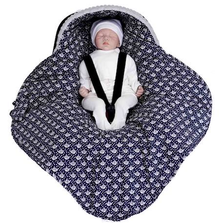 Chancelière couverture enveloppante nid d'ange bébé réversible en coton minky eli Bleu+Bleu marine 4 - vertbaudet enfant 