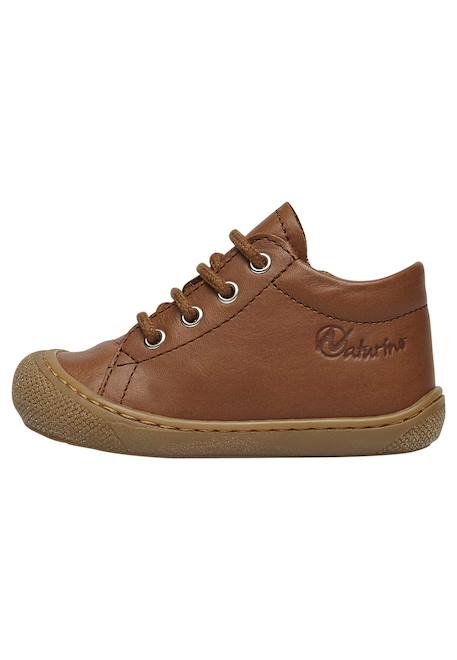 Chaussures premiers pas en cuir avec fermeture éclair cocoon zip Cognac-+Marine- 3 - vertbaudet enfant 