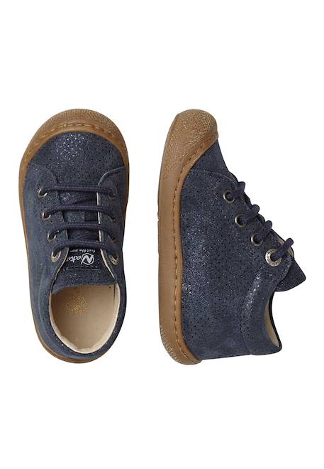Chaussures premiers pas en suède lamé cocoon Marine- 4 - vertbaudet enfant 
