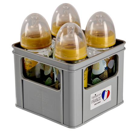 Bac à 4 gros biberons Blanc+Gris charme 7 - vertbaudet enfant 