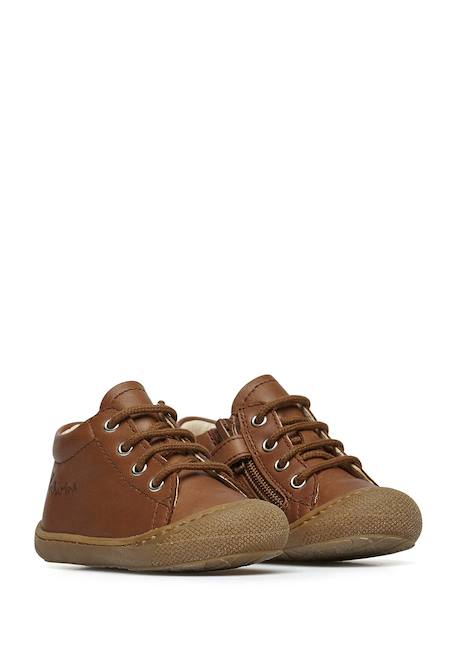Chaussures premiers pas en cuir avec fermeture éclair cocoon zip Cognac-+Marine- 2 - vertbaudet enfant 